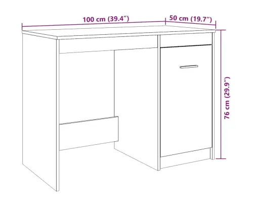 Rakstāmgalds, Koka Krāsa, 100X50X76 Cm, Inženierijas Koks Vidaxl