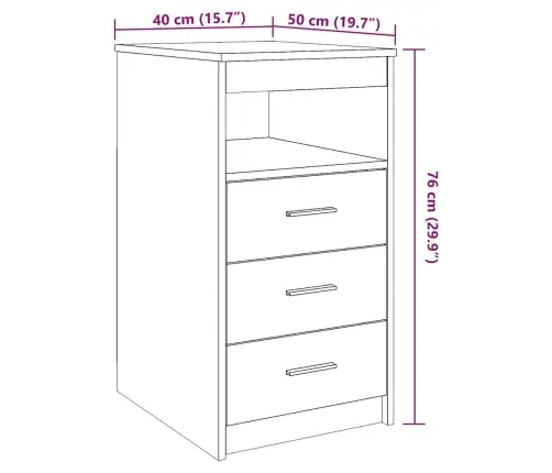 Atvilktņu Skapītis Ozola Amatnieks 40X50X76Cm Inženierijas Koks Vidaxl