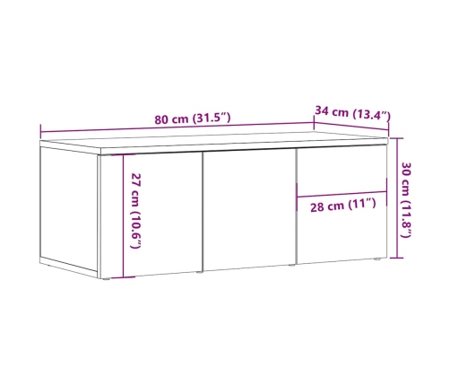 Tv Skapis Old Wood 80X34X30 Cm Engineered Wood Vidaxl