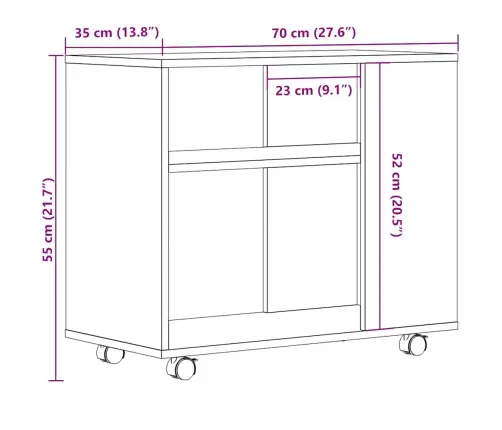 Külglaud Artisan Tamm 70X35X55 Cm Engineered Wood