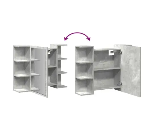 Vannitoa Peeglikapp Betoonhall 80X20,5X64 Cm Puitlaastplaat