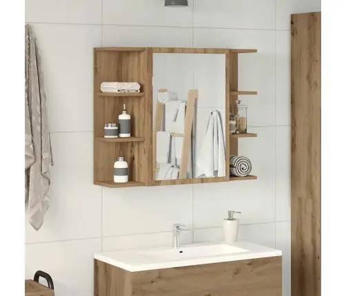 Vannasistabas Spoguļskapītis, Ozolkoka Amatnieks 80X20,5X64 Cm Vidaxl