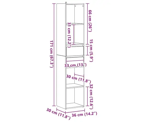 Grāmatu Skapis Artisan Oak 36X30X171 Cm Engineered Wood Vidaxl Grāmatu Skapis Artisan Oak 36X30X171 Cm Engineered Wood Vidaxl