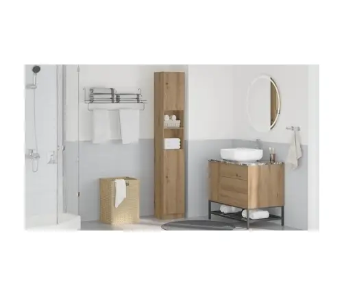 Vannasistabas Plaukts Koka Krāsa 32X25,5X190 Cm Skaidu Plāksne Vidaxl