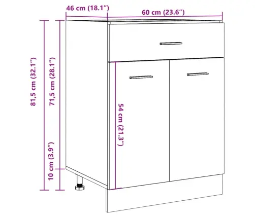 Apatinė Spintelė Su Stalčiumi,  “Lyon",  Betono Pilka