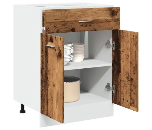 Sahtlitega Alumine Kapp "Lyon", Vana Puit, 60 X 46 X 81,5 cm Töödeldud Puit