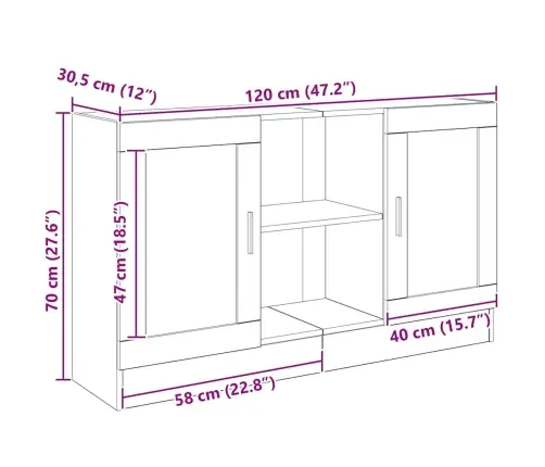 Kumode, Koka Krāsa, 120X30,5X70 Cm, Inženierijas Koks Vidaxl