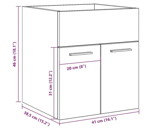 Vannitoa Valamukapp Sonoma Tamm 41X38,5X46 Cm Ehituspuit