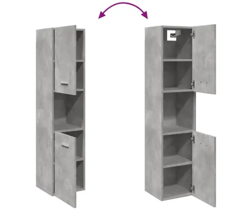 Vannasistabas Skapītis, Pelēks, 30X30X130 Cm, Skaidu Plāksne Vidaxl