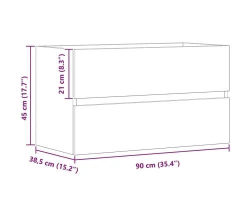 Izlietnes Skapis, Koka Krāsa, 90X38,5X45 Cm, Inženierijas Koks Vidaxl