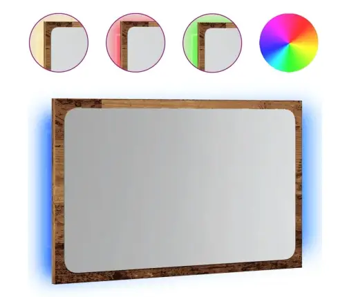 Vannitoapeegel Led Valgusega Vana Puit 60X8,5X38 Cm