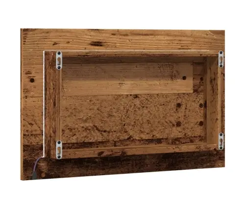 Vannitoapeegel Led Valgusega Vana Puit 60X8,5X38 Cm