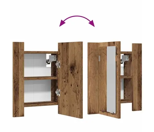 Veidrodinė Led Vonios Spintelė, Medienos, 40X12X45cm Mediena