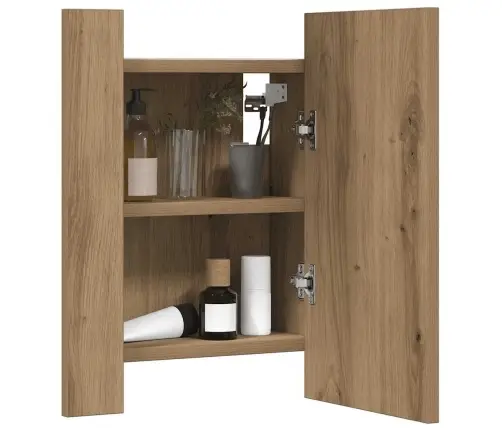 Vannasistabas Skapītis Ar Spoguli Un Led Koka Krāsa 40X12X45 Cm Vidaxl