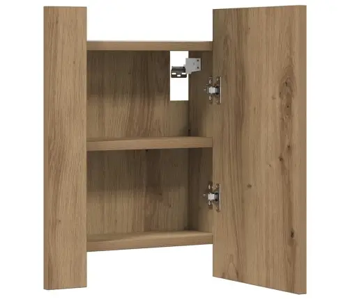 Vannasistabas Skapītis Ar Spoguli Un Led Koka Krāsa 40X12X45 Cm Vidaxl