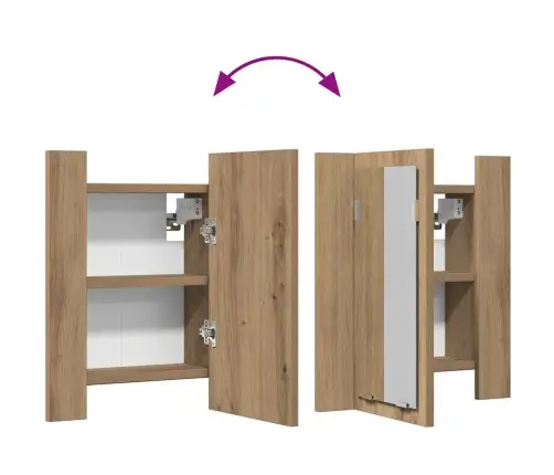 Vannasistabas Skapītis Ar Spoguli Un Led Koka Krāsa 40X12X45 Cm Vidaxl