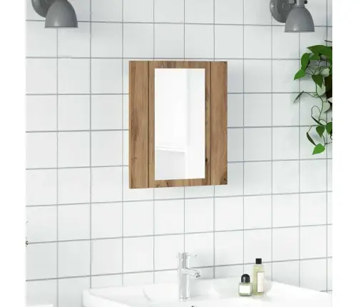 Vannasistabas Skapītis Ar Spoguli Un Led Koka Krāsa 40X12X45 Cm Vidaxl