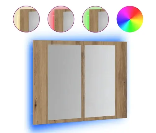 Led Spoguļa Skapis, Koka Krāsa, 60X12X45 Cm, Inženierijas Koks Vidaxl