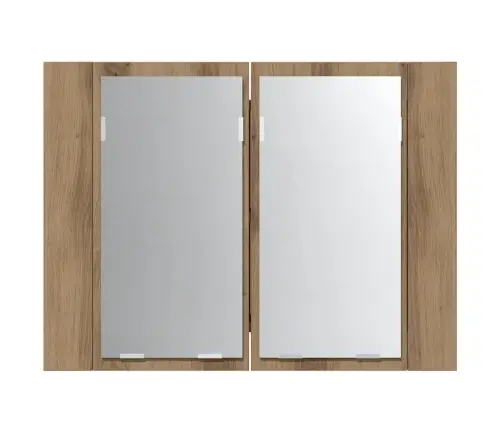 Led Spoguļa Skapis, Koka Krāsa, 60X12X45 Cm, Inženierijas Koks Vidaxl