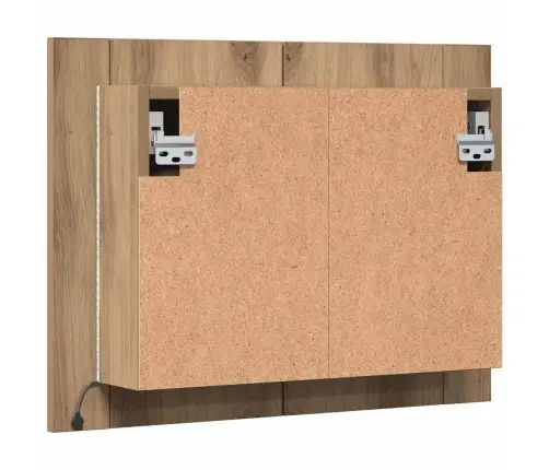 Led Spoguļa Skapis, Koka Krāsa, 60X12X45 Cm, Inženierijas Koks Vidaxl