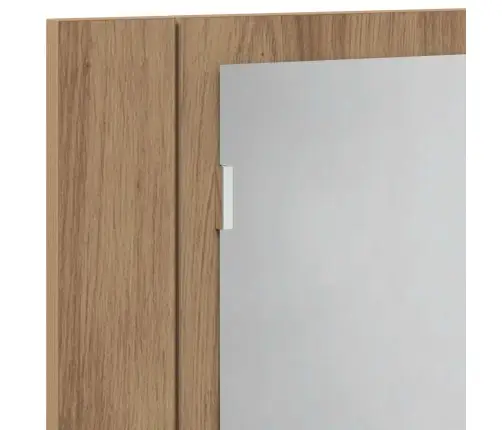 Led Spoguļa Skapis, Koka Krāsa, 60X12X45 Cm, Inženierijas Koks Vidaxl