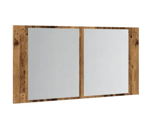 Led Spoguļa Skapis, Veca Koka, 90X12X45 Cm, Inženierijas Koks Vidaxl
