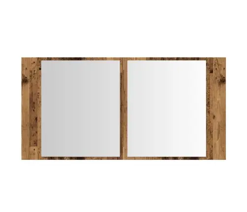 Led Spoguļa Skapis, Veca Koka, 90X12X45 Cm, Inženierijas Koks Vidaxl