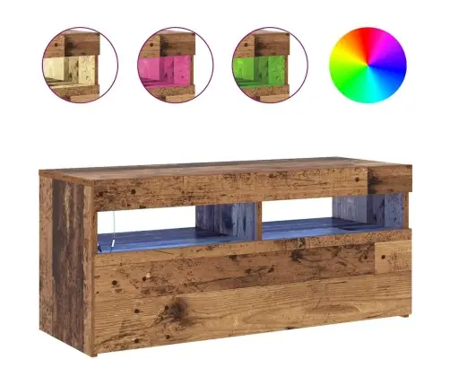 Tv Skapītis Ar Led Lampiņām, 90X35X40 Cm, Inženierijas Koks Vidaxl