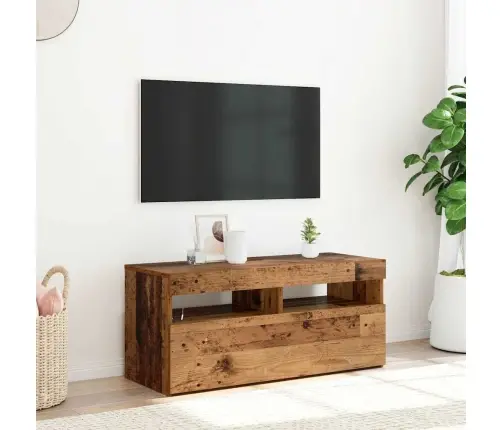 Tv Skapītis Ar Led Lampiņām, 90X35X40 Cm, Inženierijas Koks Vidaxl