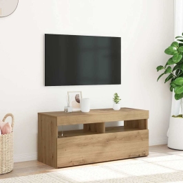 Tv Skapītis Ar Led Lampiņām, 90X35X40 Cm, Inženierijas Koks Vidaxl