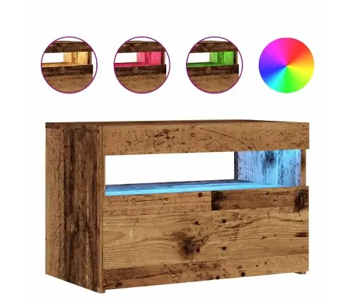 Tv Skapis Ar Led Gaismām Old Wood 60X35X40 Cm Engineered Wood Vidaxl