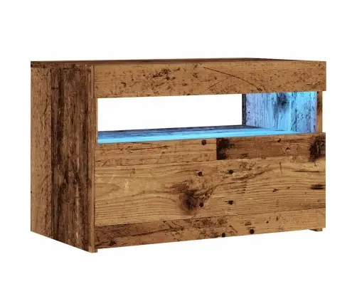 Tv Skapis Ar Led Gaismām Old Wood 60X35X40 Cm Engineered Wood Vidaxl