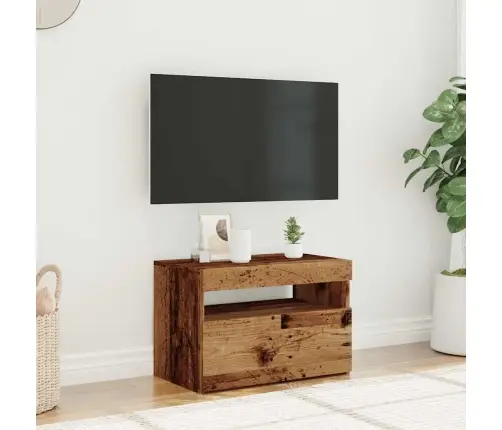 Tv Skapis Ar Led Gaismām Old Wood 60X35X40 Cm Engineered Wood Vidaxl