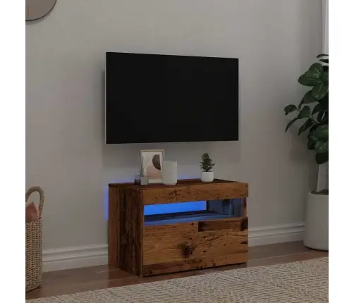 Tv Skapis Ar Led Gaismām Old Wood 60X35X40 Cm Engineered Wood Vidaxl