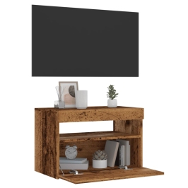 Tv Skapis Ar Led Gaismām Old Wood 60X35X40 Cm Engineered Wood Vidaxl