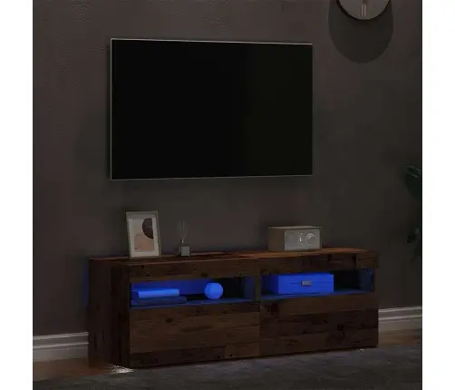 Televizoriaus Spintelės Su Led, 2Vnt., Medienos, Mediena