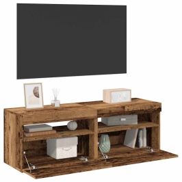 2-Daļīgs Televizora Skapja Komplekts Ar Led Gaismām Old Wood Vidaxl