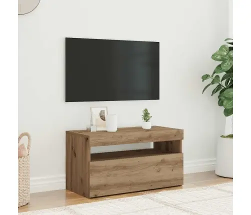 Tv Plaukti Ar Led Lampiņām 75X35X40 Cm Inženierijas Koks Vidaxl
