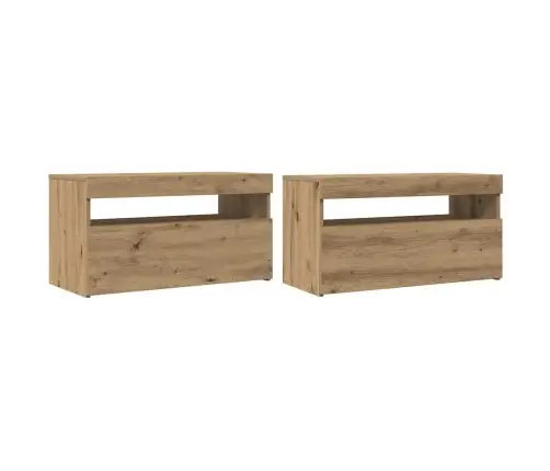 2-Daļīgs Televizora Skapja Komplekts Ar Led Gaismām Artisan Oak Vidaxl