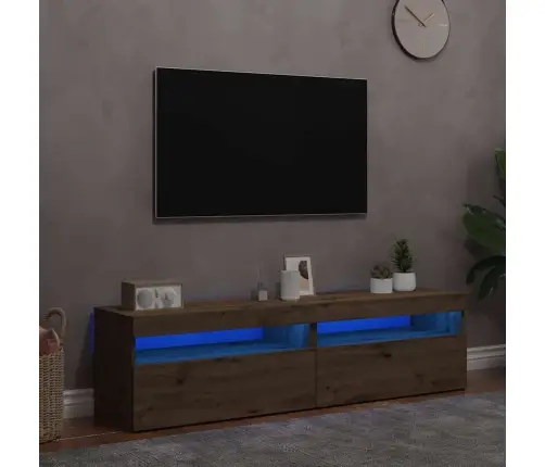 2-Daļīgs Televizora Skapja Komplekts Ar Led Gaismām Artisan Oak Vidaxl