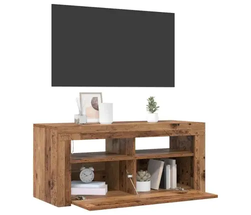 Tv Skapītis Ar Led Lampiņām, 90X35X40 Cm, Inženierijas Koks Vidaxl