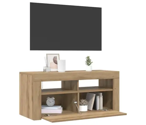 Tv Skapītis Ar Led Lampiņām, 90X35X40 Cm, Inženierijas Koks Vidaxl
