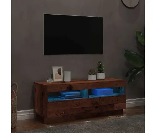 Televizoriaus Spintelė Su Led, Medienos, 100X35X40cm Mediena Televizoriaus Spintelė Su Led, Medienos, 100X35X40cm Mediena