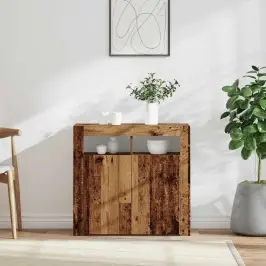 Kumode Ar Led Lampiņām Veca Koka 80X35X75 Cm Inženierijas Koks Vidaxl