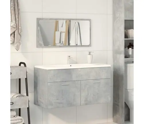 Vonios Kambario Spintelė Su Veidrodžiu, Betono Pilka, Mediena Vonios Kambario Spintelė Su Veidrodžiu, Betono Pilka, Mediena