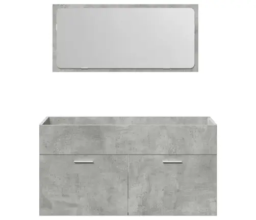 Vonios Kambario Spintelė Su Veidrodžiu, Betono Pilka, Mediena Vonios Kambario Spintelė Su Veidrodžiu, Betono Pilka, Mediena