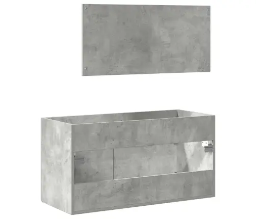 Vonios Kambario Spintelė Su Veidrodžiu, Betono Pilka, Mediena Vonios Kambario Spintelė Su Veidrodžiu, Betono Pilka, Mediena