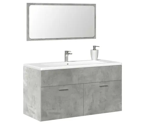 Vonios Kambario Spintelė Su Veidrodžiu, Betono Pilka, Mediena Vonios Kambario Spintelė Su Veidrodžiu, Betono Pilka, Mediena