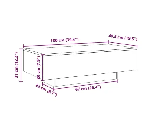 Kohvilaud, Käsitöötamm, 100 X 49,5 X 31 cm Tehispuit