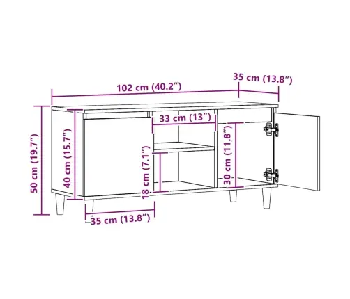 Tv Skapītis, Koka Krāsa, 102X35X50 Cm, Inženierijas Koks Vidaxl
